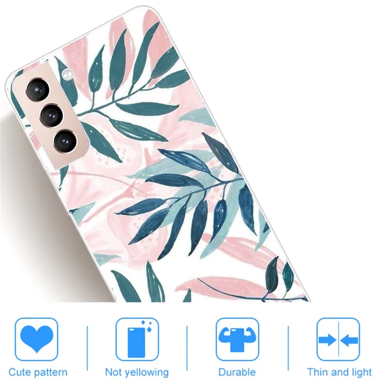 Full-Around Slim Soft Flexible TPU Pattern Printing Cover for Samsung Galaxy S22 5G - Leaves