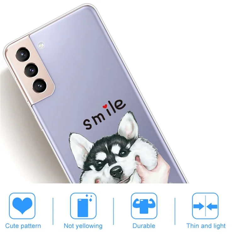 IMD Pattern Printing Soft Flexible TPU Shockproof Protective Phone  Case for Samsung Galaxy S22 5G - Smile Husky