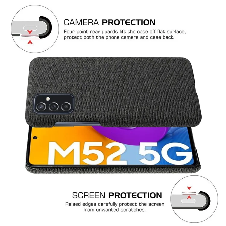 KSQ Good Protection Cobertura de Pano de Pano de Pano Revestido de Telefone Para Samsung Galaxy M52 5G - Preto