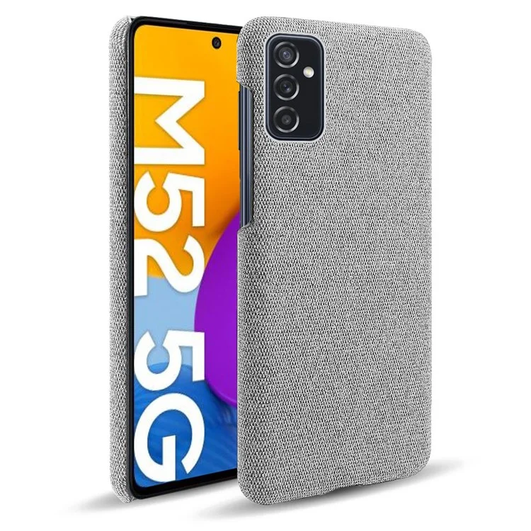KSQ Good Protection Phone Cover Cloth Coated Plastic Phone Case for Samsung Galaxy M52 5G - Light Grey
