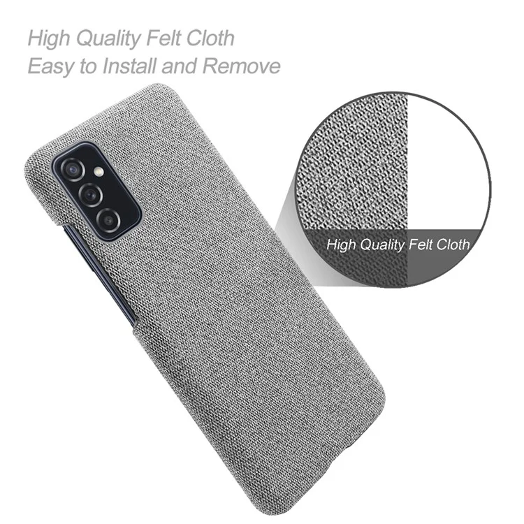 KSQ Good Protection Phone Cover Cloth Coated Plastic Phone Case for Samsung Galaxy M52 5G - Light Grey