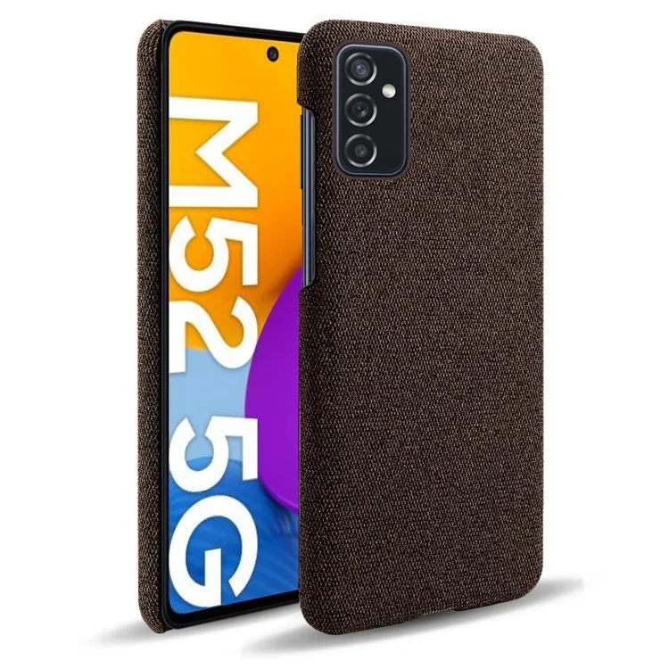 KSQ Good Protection Phone Cover Cloth Coated Plastic Phone Case for Samsung Galaxy M52 5G - Brown