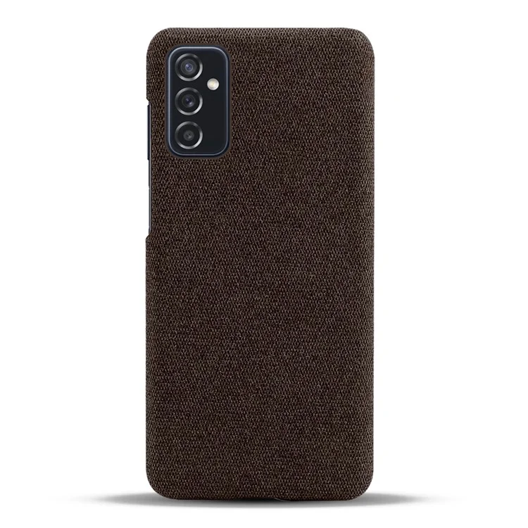 KSQ Good Protection Phone Cover Cloth Coated Plastic Phone Case for Samsung Galaxy M52 5G - Brown