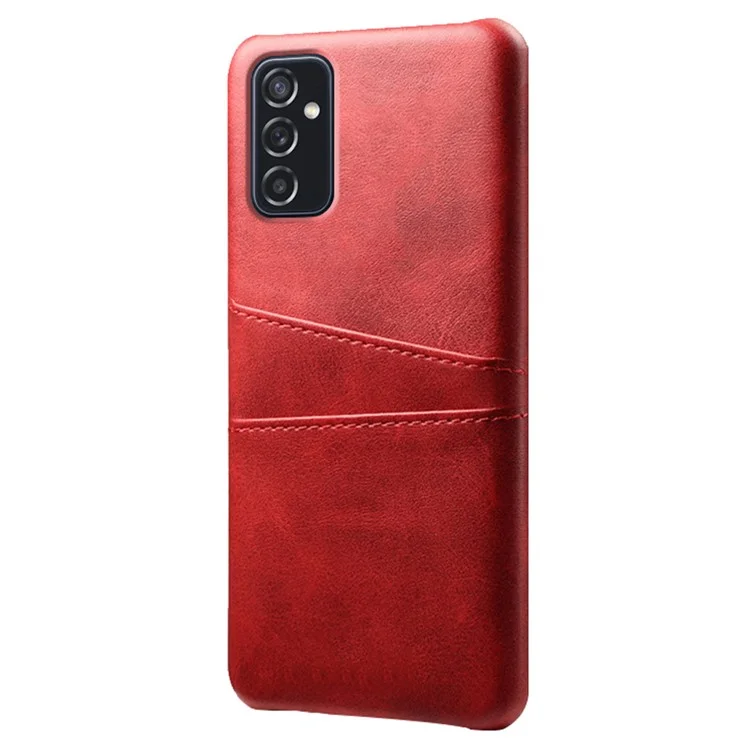 KSQ Premium PU Leather + PC Anti-Scratch Hard Étui Avec Des Emplacements à Double Carte Pour Samsung Galaxy M52 5G - Rouge