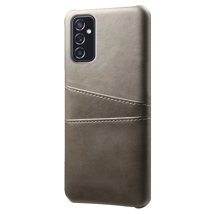 KSQ Premium PU Leather + PC Anti-Scratch Hard Étui Avec Des Emplacements à Double Carte Pour Samsung Galaxy M52 5G - Gris