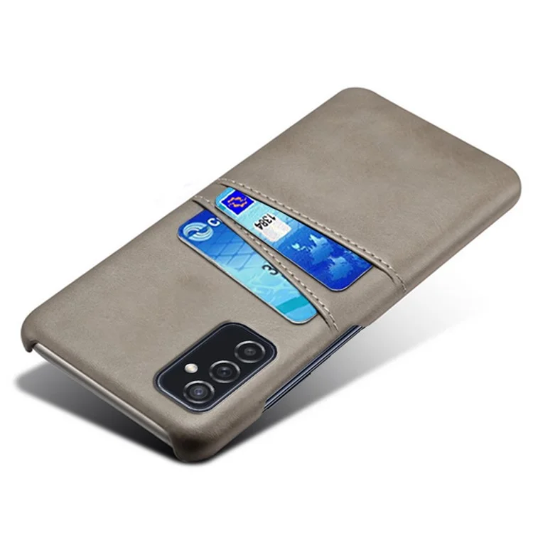 KSQ Premium PU Leather + PC Anti-scratch Estuche Duro Con Ranuras de Doble Tarjeta Para Samsung Galaxy M52 5G - Gris