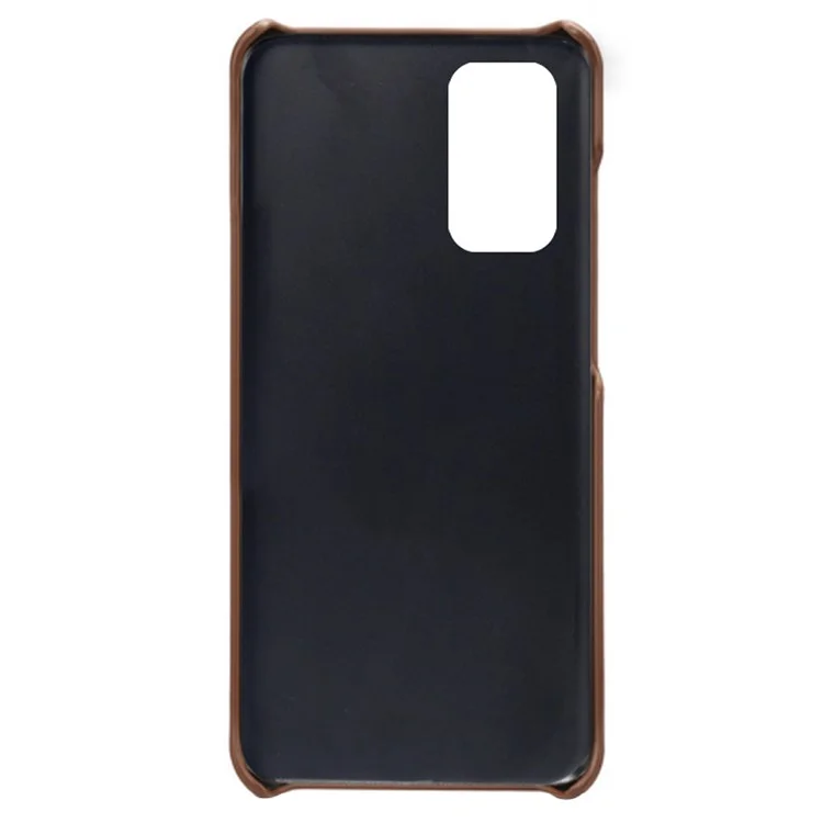 KSQ Premium PU Leather + PC Anti-Scratch Hard Étui Avec Des Emplacements à Double Carte Pour Samsung Galaxy M52 5G - Brun