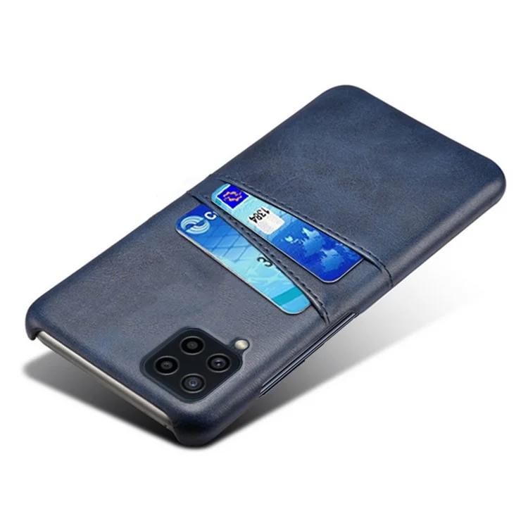 KSQ Dos Ranuras Para la Tarjeta Diseño Durable PU Cubo de Teléfono Con Recubrimiento de Cuero Cubierta Telefónica Para Samsung Galaxy F22 / M22 4G / M32 4G (versión Global) - Azul