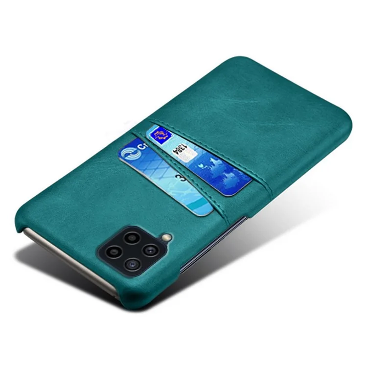 KSQ Due Slot per Carte Design Durevole Custodia Telefonica in PC con Rivestimento in Pelle PU per Samsung Galaxy F22 / M22 4G / M32 4G (Versione Globale) - Verde