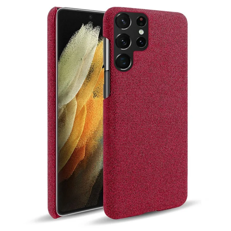 KSQ Para Samsung Galaxy S22 Ultra 5G Teléfono Back Shell Class Case de Plástico Recubierto de Plástico - Rojo