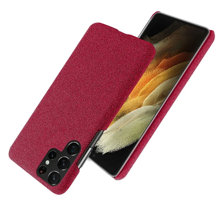 KSQ Para Samsung Galaxy S22 Ultra 5G Teléfono Back Shell Class Case de Plástico Recubierto de Plástico - Rojo