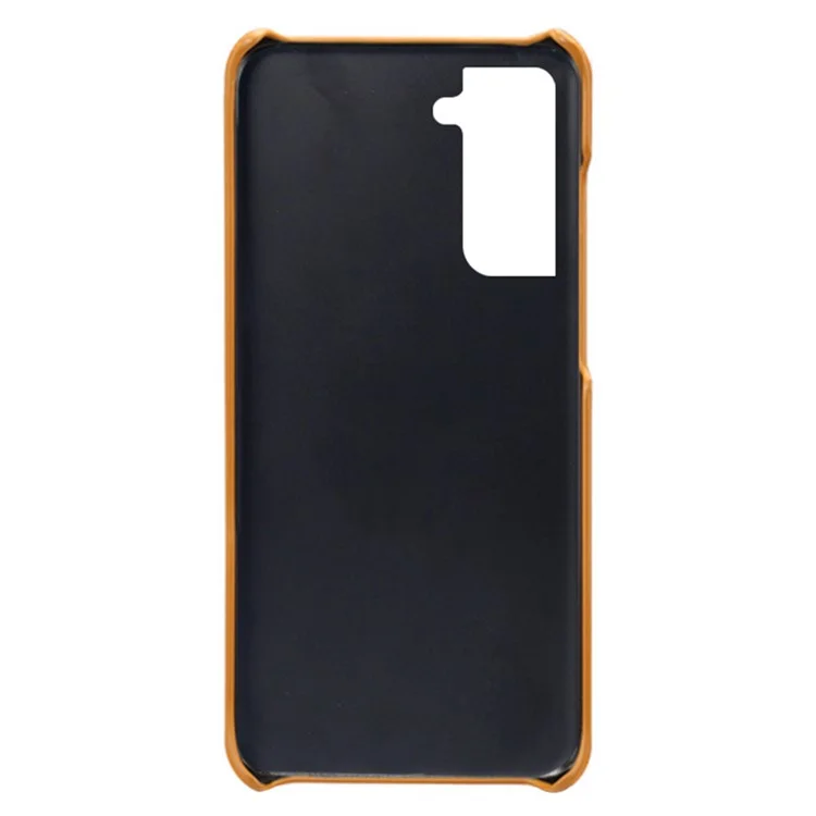 KSQ Well-Protected Scratch-Resistant PU Leather + PC Combo Dual Back Card Slots Design Hard Cover for Samsung Galaxy S22+ 5G - Orange