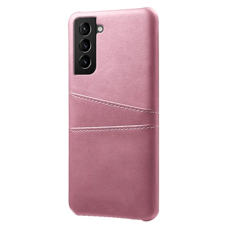 KSQ Well-Protected Scratch-Resistant PU Leather + PC Combo Dual Back Card Slots Design Hard Cover für Samsung Galaxy S22+ 5G - Rose Gold