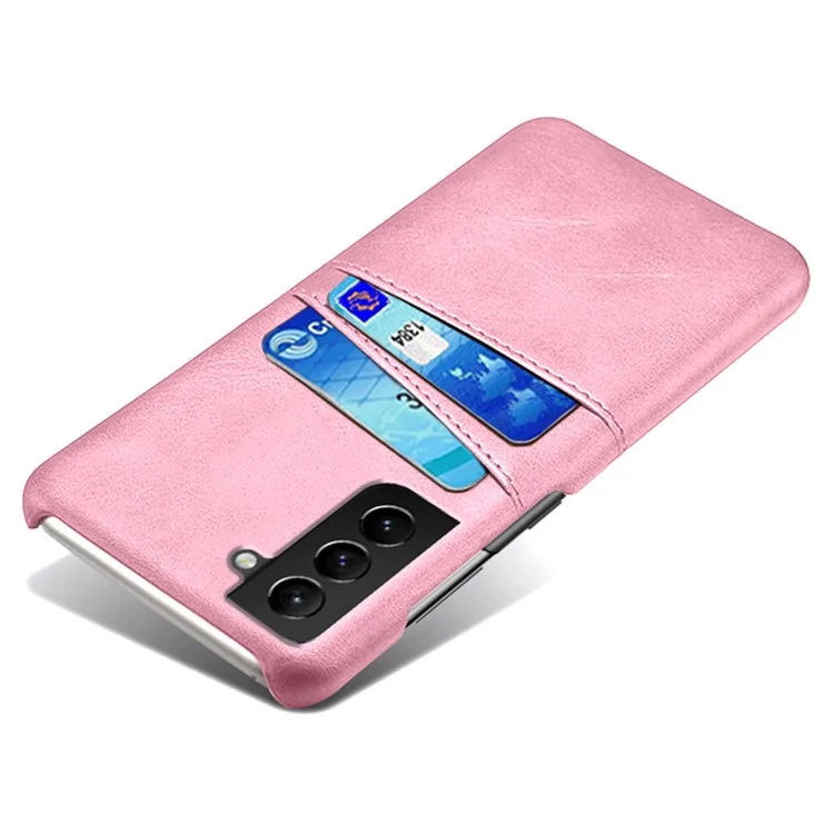 KSQ Well-Protected Scratch-Resistant PU Leather + PC Combo Dual Back Card Slots Design Hard Cover für Samsung Galaxy S22+ 5G - Rose Gold