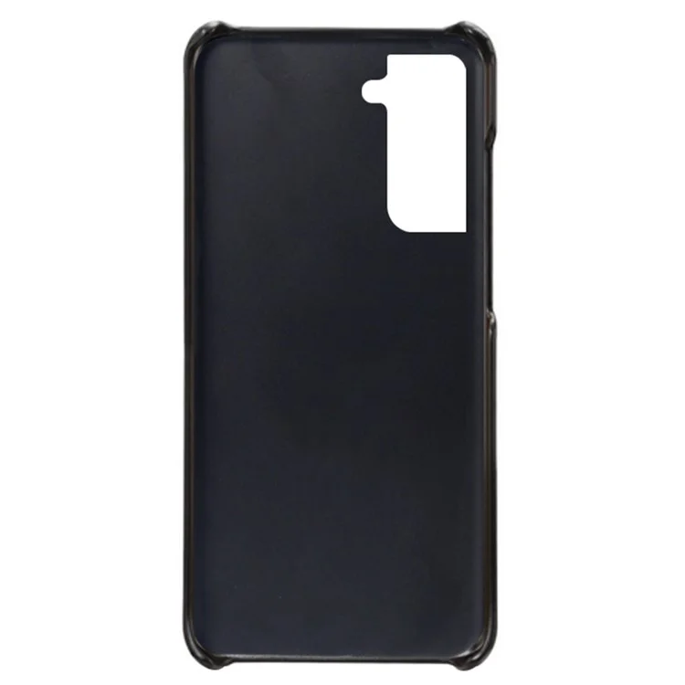 KSQ KSQ Bien Protégé en Cuir PU à Rayures + PC Combo Double Cartes Arrière Slots Design Hard Cover Pour Samsung Galaxy S22 + 5G - le Noir