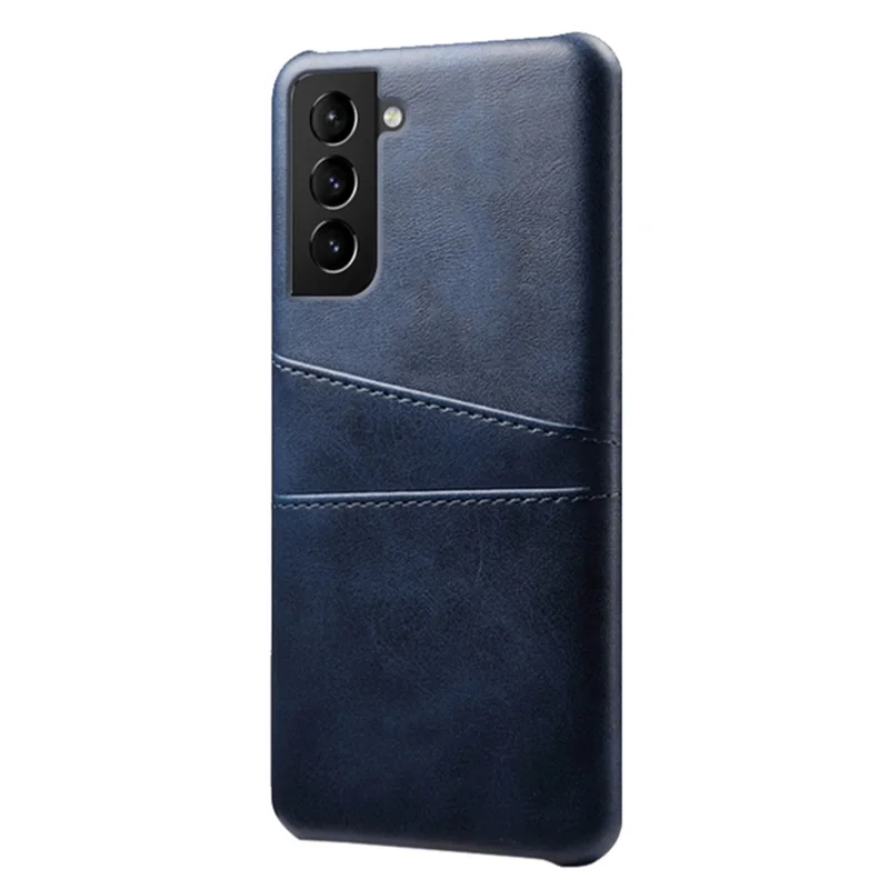 KSQ Well-Protected Scratch-Resistant PU Leather + PC Combo Dual Back Card Slots Design Hard Cover for Samsung Galaxy S22+ 5G - Blue