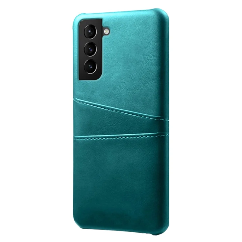KSQ Well-Protected Scratch-Resistant PU Leather + PC Combo Dual Back Card Slots Design Hard Cover for Samsung Galaxy S22+ 5G - Green