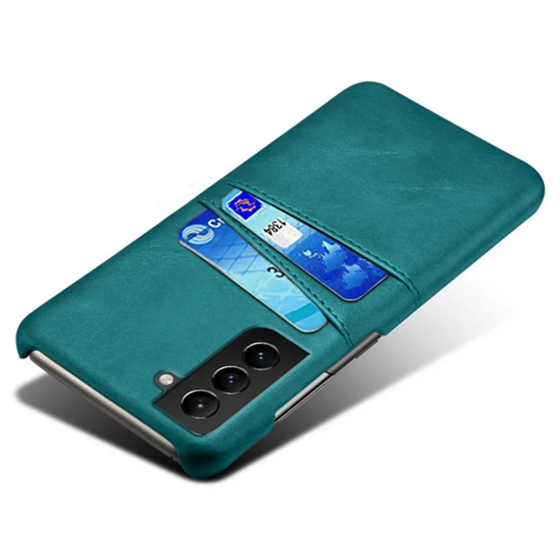 KSQ Well-Protected Scratch-Resistant PU Leather + PC Combo Dual Back Card Slots Design Hard Cover for Samsung Galaxy S22+ 5G - Green