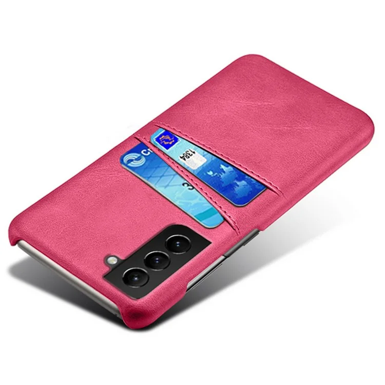 KSQ Bien Protegido de Cuero PU de Scratch + PC Combo de Ranuras de Tarjeta Trasera Dual de Diseño Para la Cubierta Dura Para Samsung Galaxy S22 + 5G - Rosa