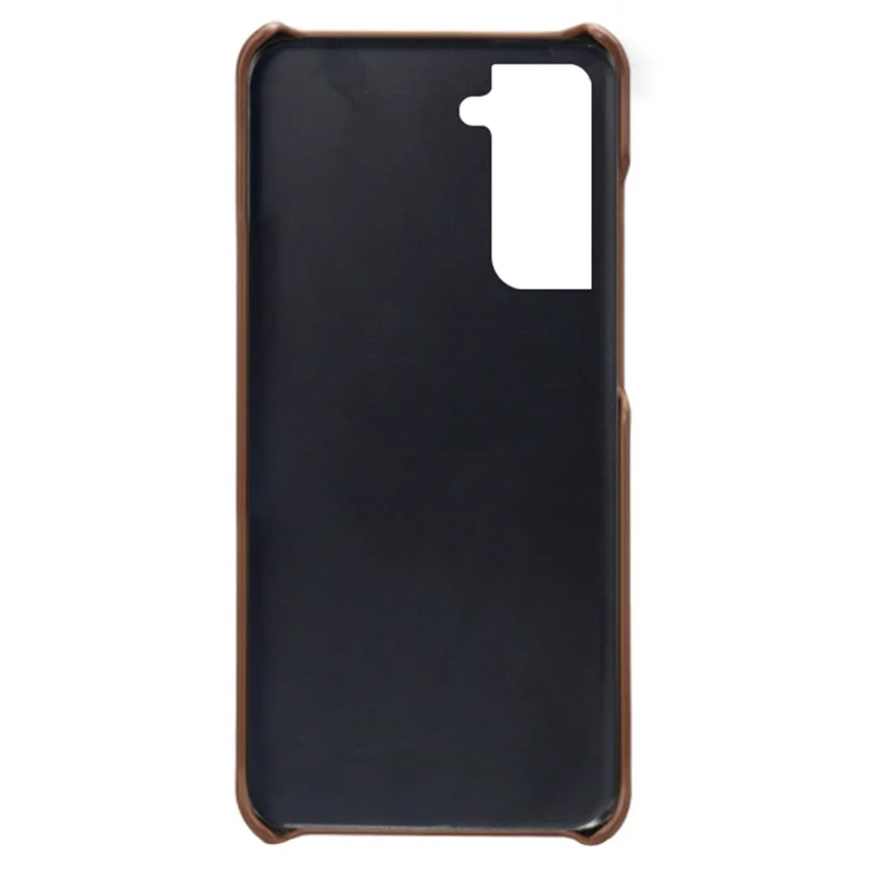 KSQ Well-Protected Scratch-Resistant PU Leather + PC Combo Dual Back Card Slots Design Hard Cover for Samsung Galaxy S22+ 5G - Brown