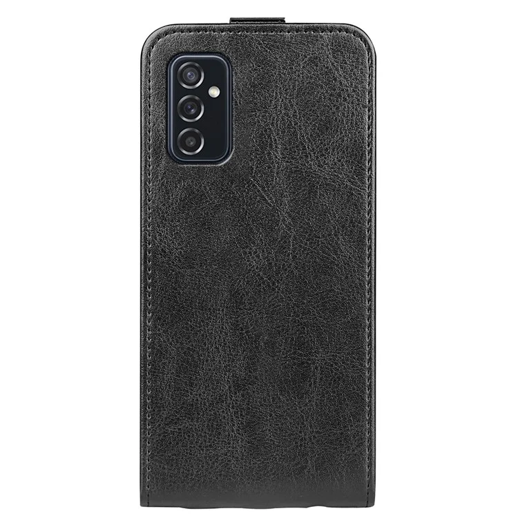 Crazy Horse Texture Anti-scratch Protective Magnetic Clasp Leather Vertical Flip Phone Cover with Card Slot for Samsung Galaxy M52 5G - Black