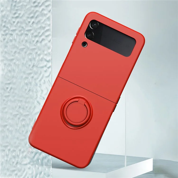 Capa de Capa de Combo Com Comprimido PC + PC + Soft TPU Com Suporte Para o Anel Para o Samsung Galaxy Z Flip3 5G - Cinza