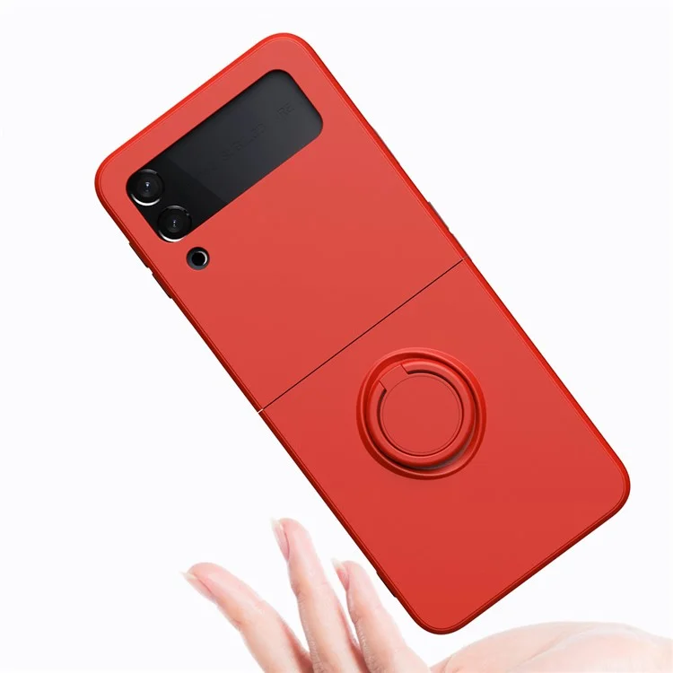 Hard PC + Soft TPU Combo Phone Case Cover Mit Ringhalter Kickstand Für Samsung Galaxy Z Flip3 5g - Dunkelblau