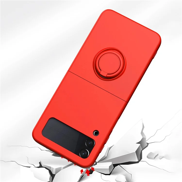 Hard PC + Soft TPU Combo Phone Case Cover Mit Ringhalter Kickstand Für Samsung Galaxy Z Flip3 5g - Dunkelblau