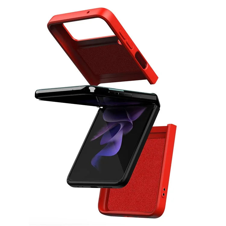 Hard PC + Soft TPU Combo Phone Case Cover Mit Ringhalter Kickstand Für Samsung Galaxy Z Flip3 5g - Dunkelblau