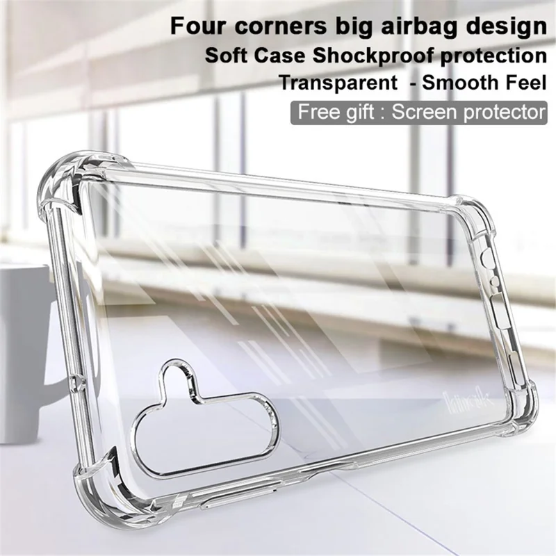 IMAK Corner Airbags Anti-Fall TPU Soft Velbeskyttet telefonbeskyttelse med skærmprotector til Samsung Galaxy A13 5G / A04s 4G (164,7 mm) - Transparent