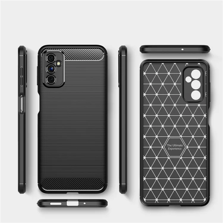 Carbon Fiber Brushed Texture Anti-scratch Shockproof Soft TPU Non-slip Phone Cover for Samsung Galaxy M52 5G - Black