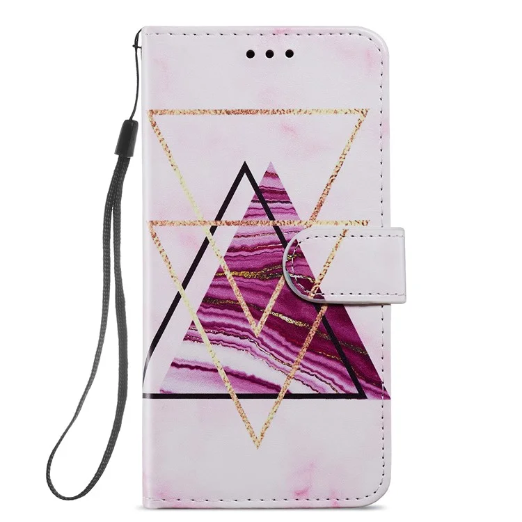 Full Body Cute Pattern Printing PU Leather Folio Stand Wallet Cover with Wrist Strap for Samsung Galaxy A13 5G / A04s 4G (164.7 x 76.7 x 9.1 mm) - Tri-color Marble