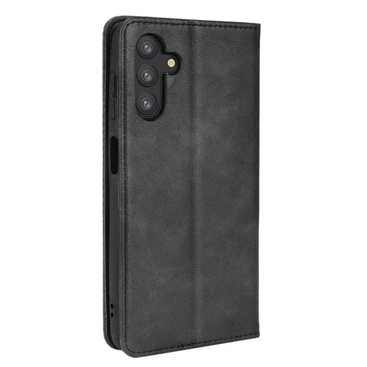 Para Samsung Galaxy A13 5G / A04s 4G (164,7 x 76,7 x 9,1 mm) Retro Textured Surface Anti-Drop Phone Leather Case Wallet Stand Cover - Negro