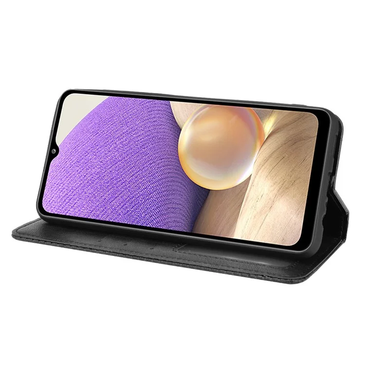 Para Samsung Galaxy A13 5G / A04s 4G (164,7 x 76,7 x 9,1 mm) Retro Textured Surface Anti-Drop Phone Leather Case Wallet Stand Cover - Negro