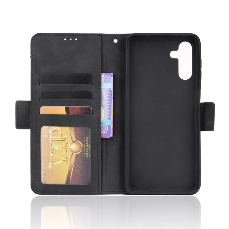 Magnetic Closure Flip Phone Case Multiple Card Slot Design PU Leather Wallet Phone Cover for Samsung Galaxy A13 5G / A04s 4G (164.7 x 76.7 x 9.1 mm) - Black