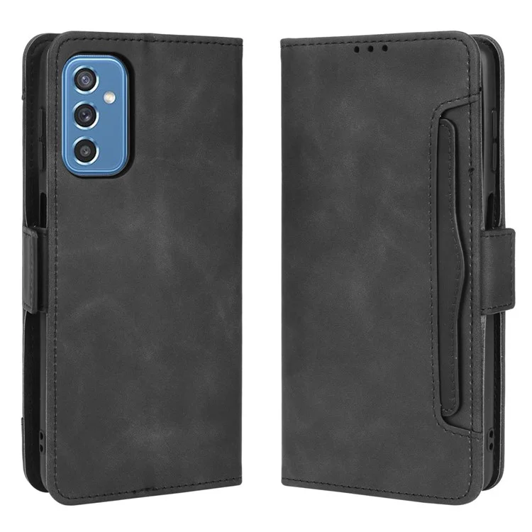 Case de Téléphone Ultra-mince Conception de Machines à Sous de Cartes Multiples Tpu + pu Portefeuille en Cuir Protecteur Pour Samsung Galaxy M52 5G - le Noir