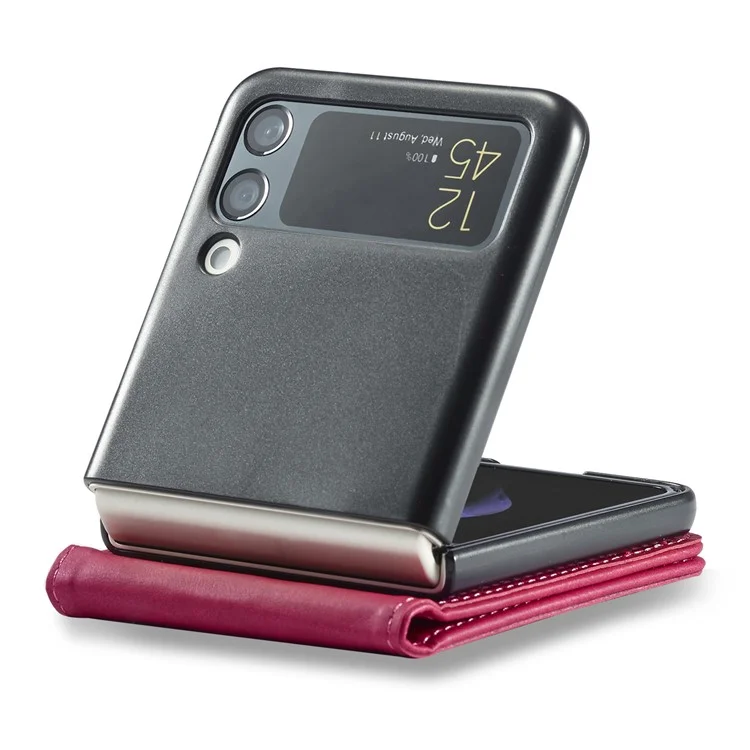 Lc. Imeeke Stand Stand Cardel de Sit Spain Phone PU PU Cuero Case de Teléfono Plegable Para Samsung Galaxy Z Flip3 5G - Rosa