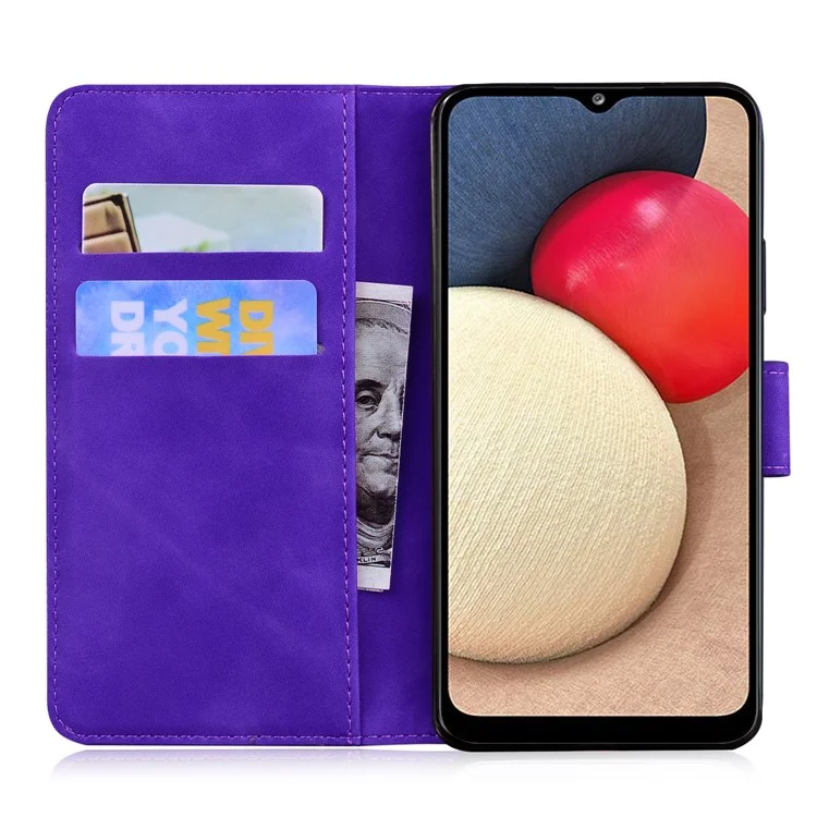 Stand De Stand Réglable Gros Papillon Couleur Couleur PUL-Touch PU PUL TÉLÉPHONE CHAPEAU DE TÉLÉPHONE POUR SAMSUNG GALAXY A02S (164.2x75.9x9.1mm) - Violet