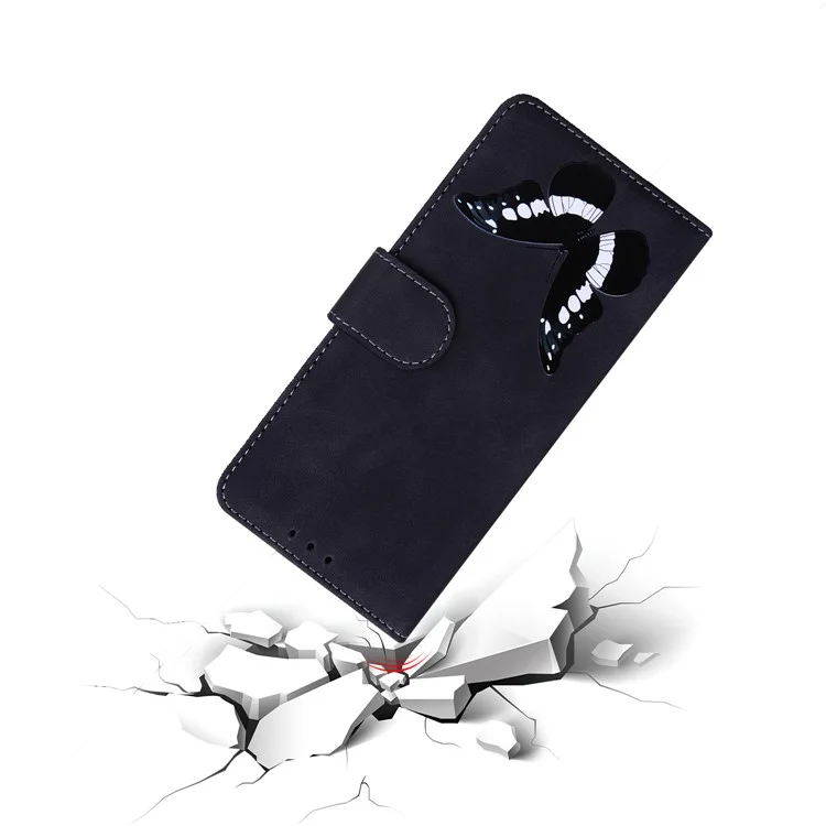 Большой принт с бабочками, кожаный кошелек-чехол для телефона Samsung Galaxy A03s (164,2 x 75,9 x 9,1 мм) - черный