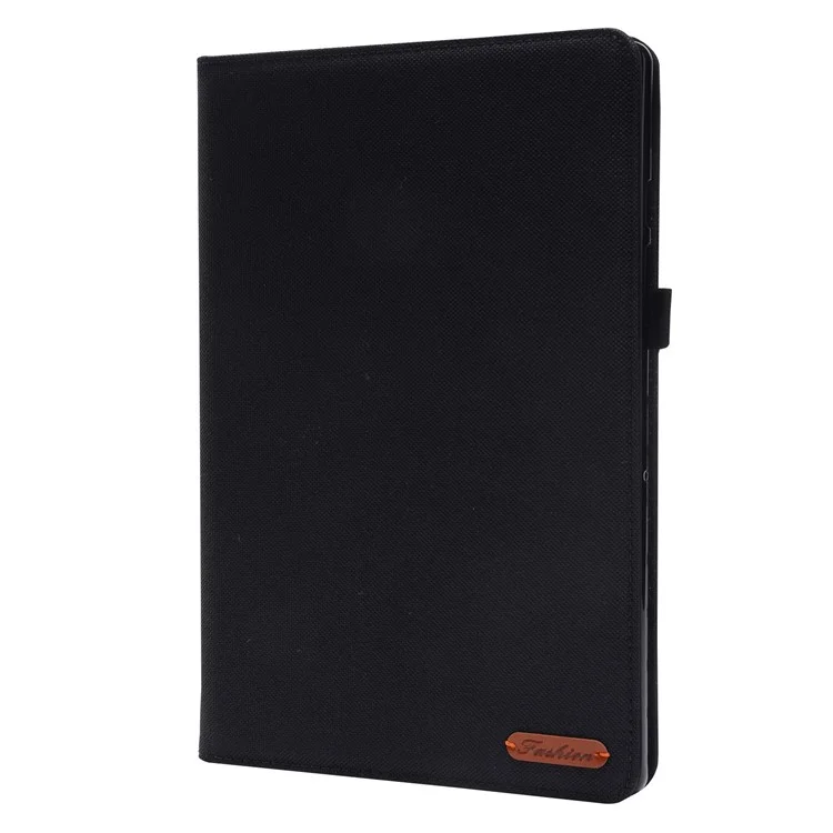 Para Samsung Galaxy Tab A8 10.5 (2021) Cloth Texture PU Leather Tablet Case Folding Stand Folio Protective Cover with Card Slots - Negro