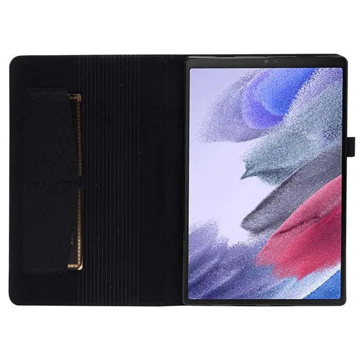 Para Samsung Galaxy Tab A8 10.5 (2021) Cloth Texture PU Leather Tablet Case Folding Stand Folio Protective Cover with Card Slots - Negro