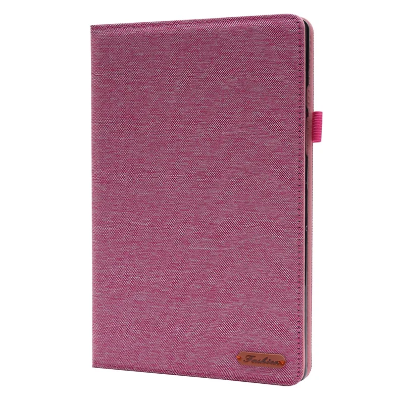 For Samsung Galaxy Tab A8 10.5 (2021) Cloth Texture PU Leather Tablet Case Folding Stand Folio Protective Cover with Card Slots - Pink
