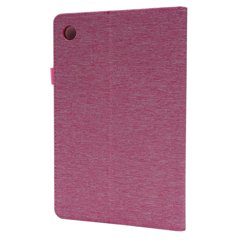 For Samsung Galaxy Tab A8 10.5 (2021) Cloth Texture PU Leather Tablet Case Folding Stand Folio Protective Cover with Card Slots - Pink