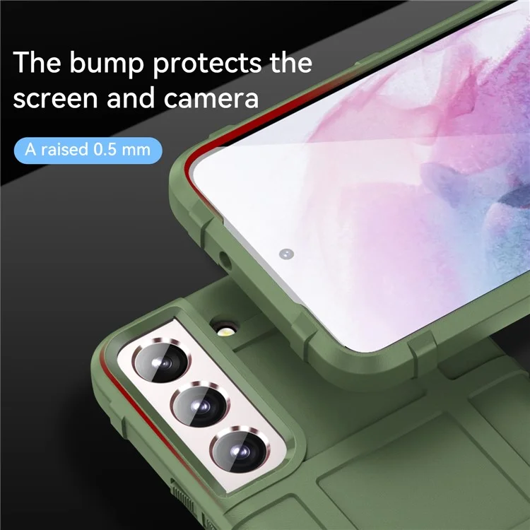 Well-protected Rugged Square Grid Design Anti-scratch Anti-fall Thickened TPU Cover Shell for Samsung Galaxy S22+ 5G - Green