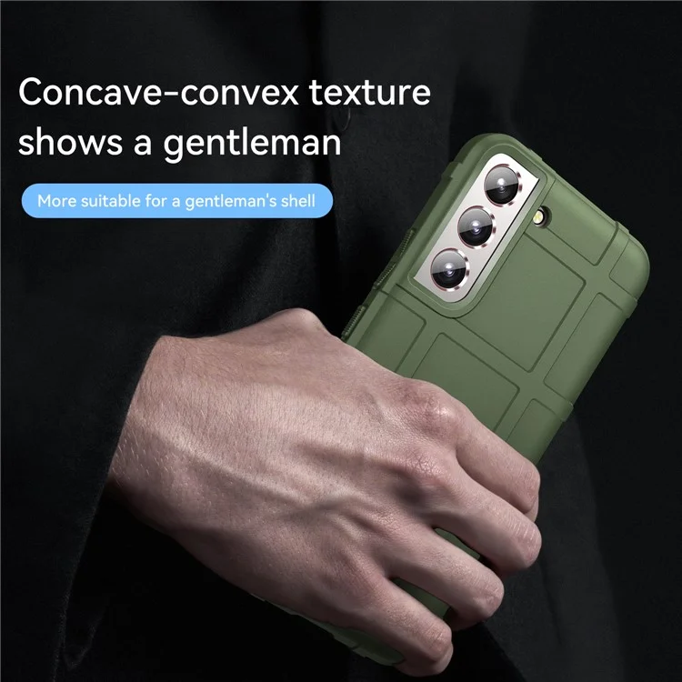 Well-protected Rugged Square Grid Design Anti-scratch Anti-fall Thickened TPU Cover Shell for Samsung Galaxy S22+ 5G - Green