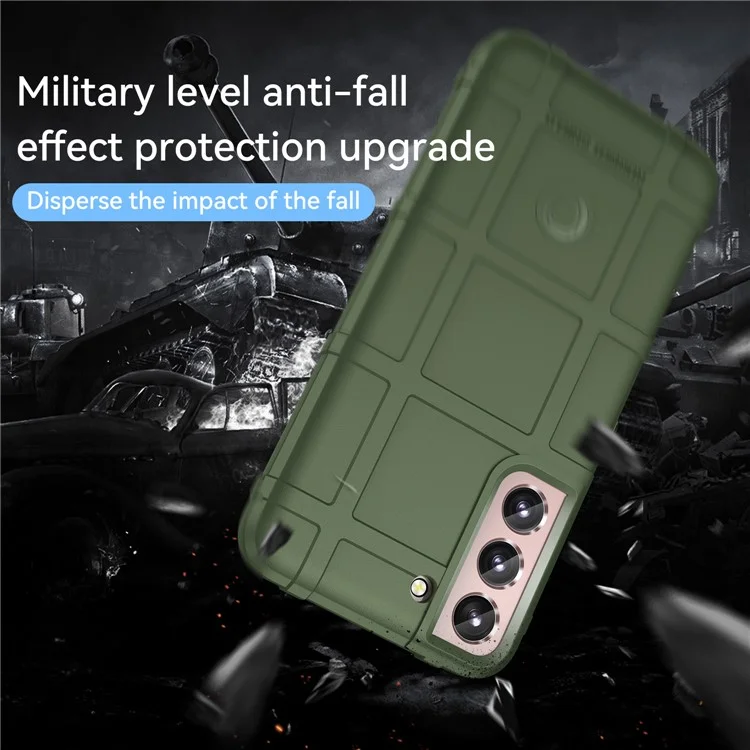 Well-protected Rugged Square Grid Design Anti-scratch Anti-fall Thickened TPU Cover Shell for Samsung Galaxy S22+ 5G - Green