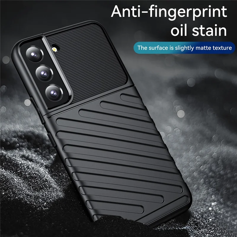 Thunder Series Twill Design Scratch-Resistant Durable Flexible TPU Phone Cover Shell for Samsung Galaxy S22+ 5G - Black