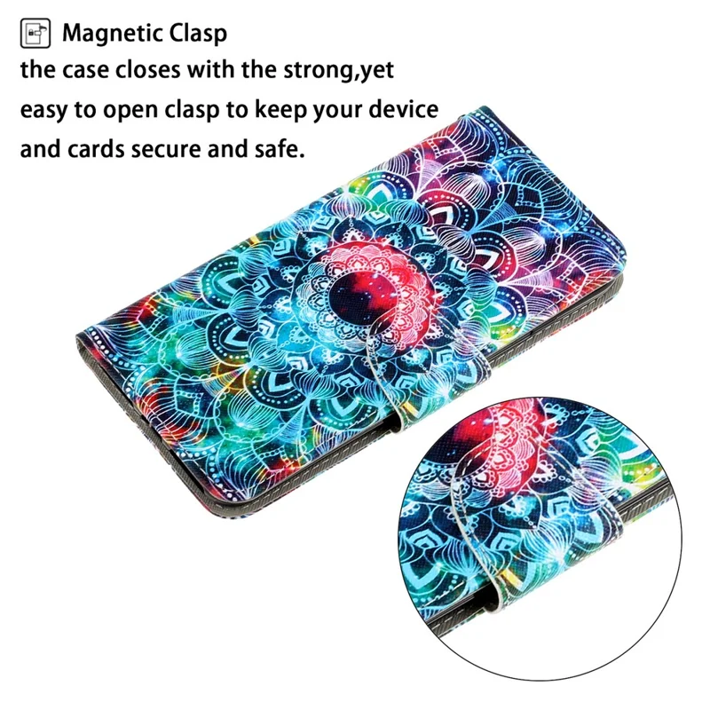 Pattern Printing Cross Texture Phone Case Stand Wallet Leather Cover with Lanyard for Samsung Galaxy S22 Ultra 5G - Mandala Flower