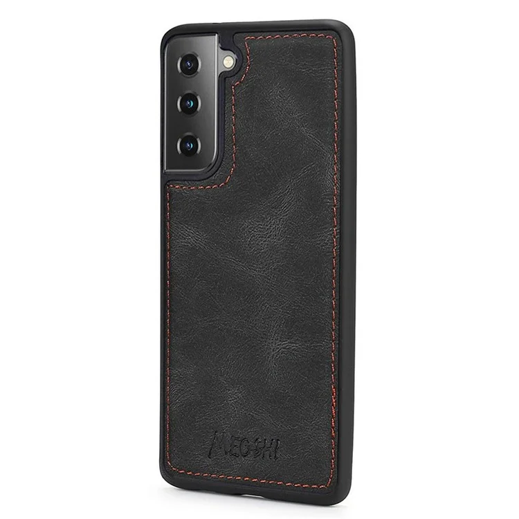 MEGSHI 017 Series Handy Strap Drop-proof Magnetic Absorption Multi-function Zippered Wallet Detachable Leather Cover for Samsung Galaxy S21 FE 5G/S21 Fan Edition - Preto