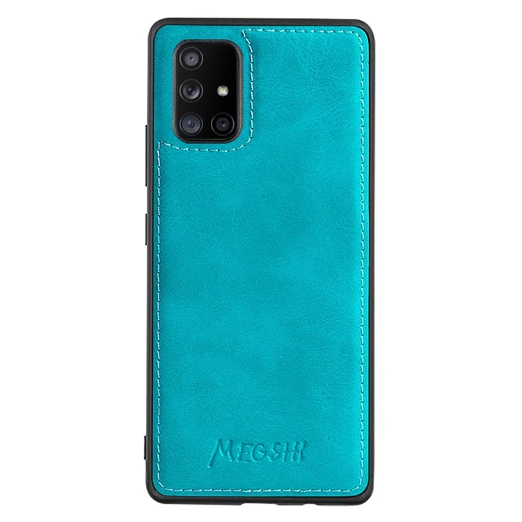 MEGSHI 020 Series Magnetic Absorption Wallet Anti-fall Detachable Design PU Leather TPU Case Shell with Long Strap for Samsung Galaxy A71 5G SM-A716 - Blue